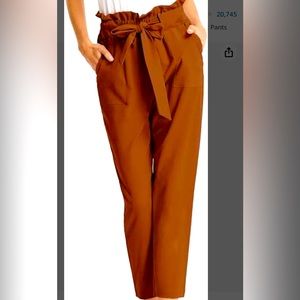 Grace Karin. Women's Cropped Paper Bag Waist Pants with Pockets